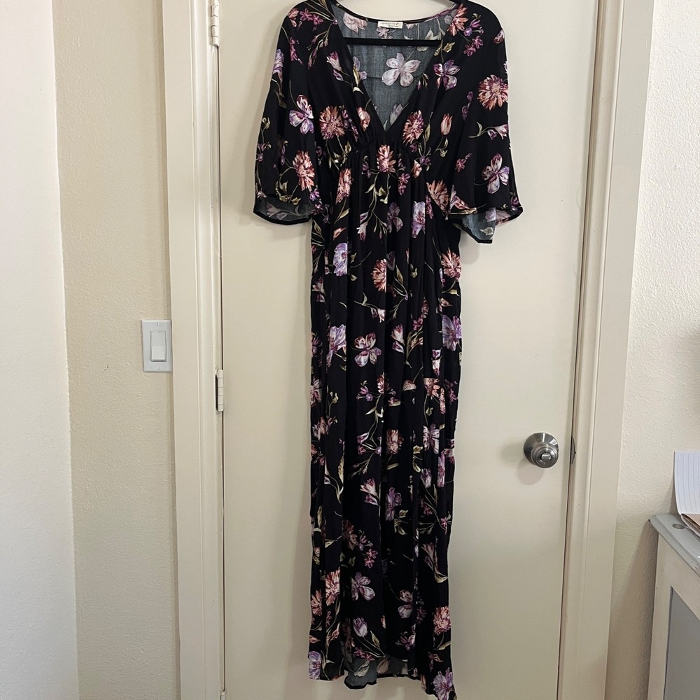 Lovestitch Floral Babydoll‎ Maxi Dress M Boho Kimono Whimsigoth Romantic Cottage